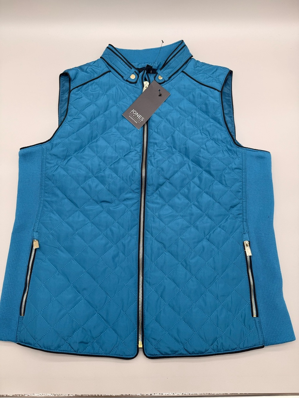 Jones New York Teal Quilted Sleeveless Vest